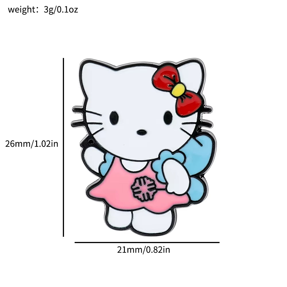 Anime Sanrio Kawaii Hello Kitty Brooch Creativity Metal Badge Cute Cartoon Badge Versatile Accessories Clothing Bag Decorate