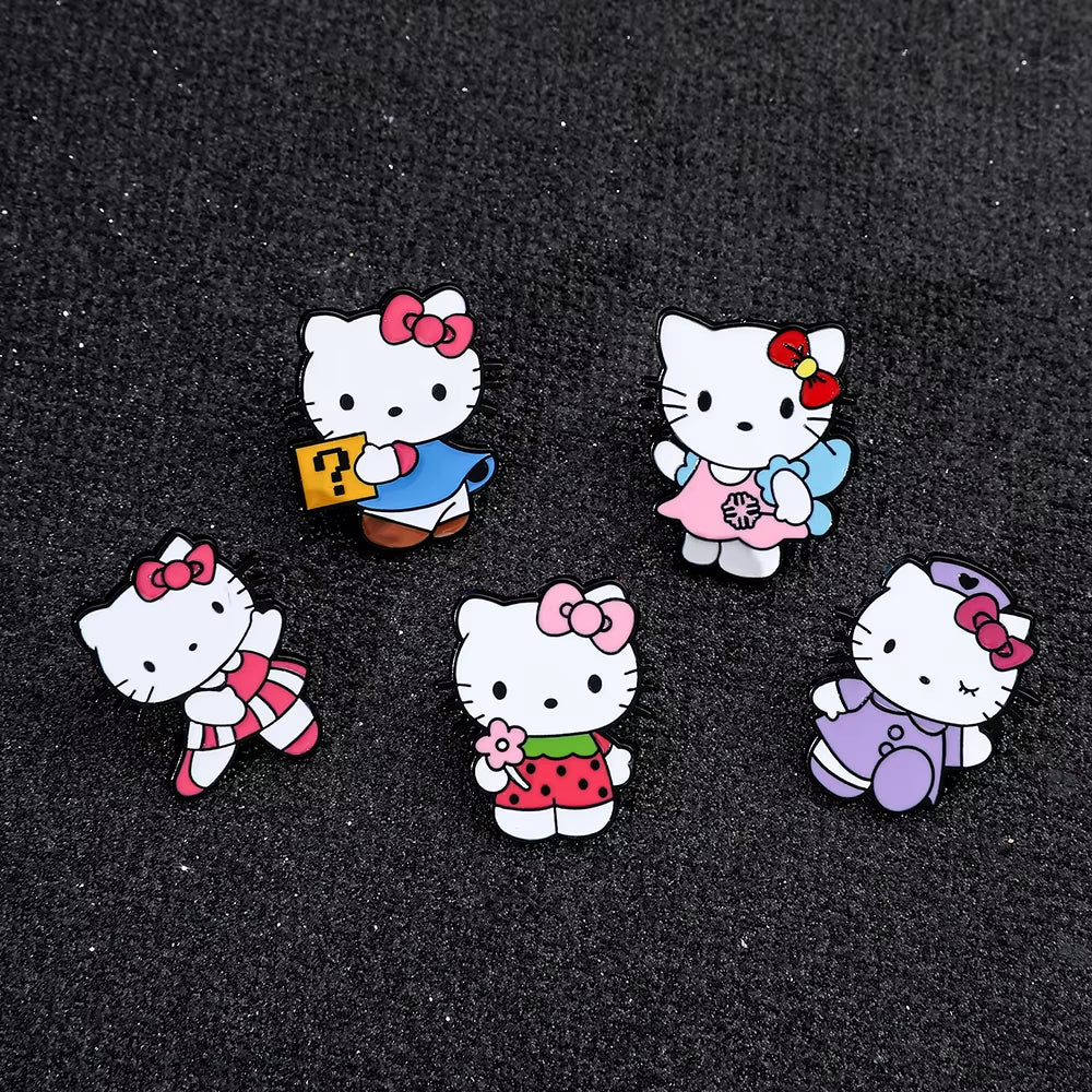 Anime Sanrio Kawaii Hello Kitty Brooch Creativity Metal Badge Cute Cartoon Badge Versatile Accessories Clothing Bag Decorate
