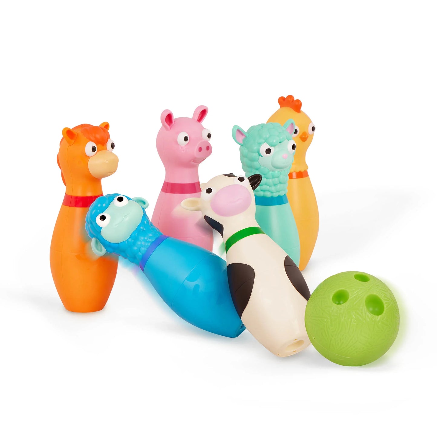 Barnyard Bowling Set with 6 Farm Animal Pins 2 Balls, Toddler and Preschool Toys