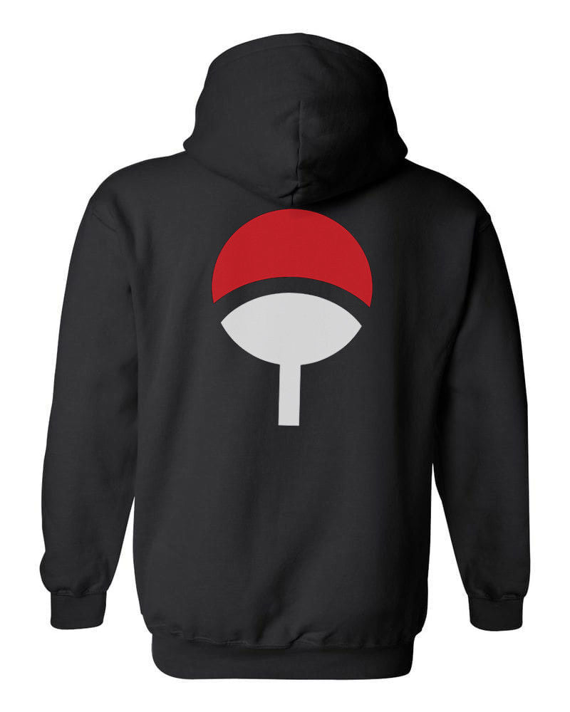 Uchiha Naruto Anime Clan Symbol Mens Black Hoodie Sweater Jacket