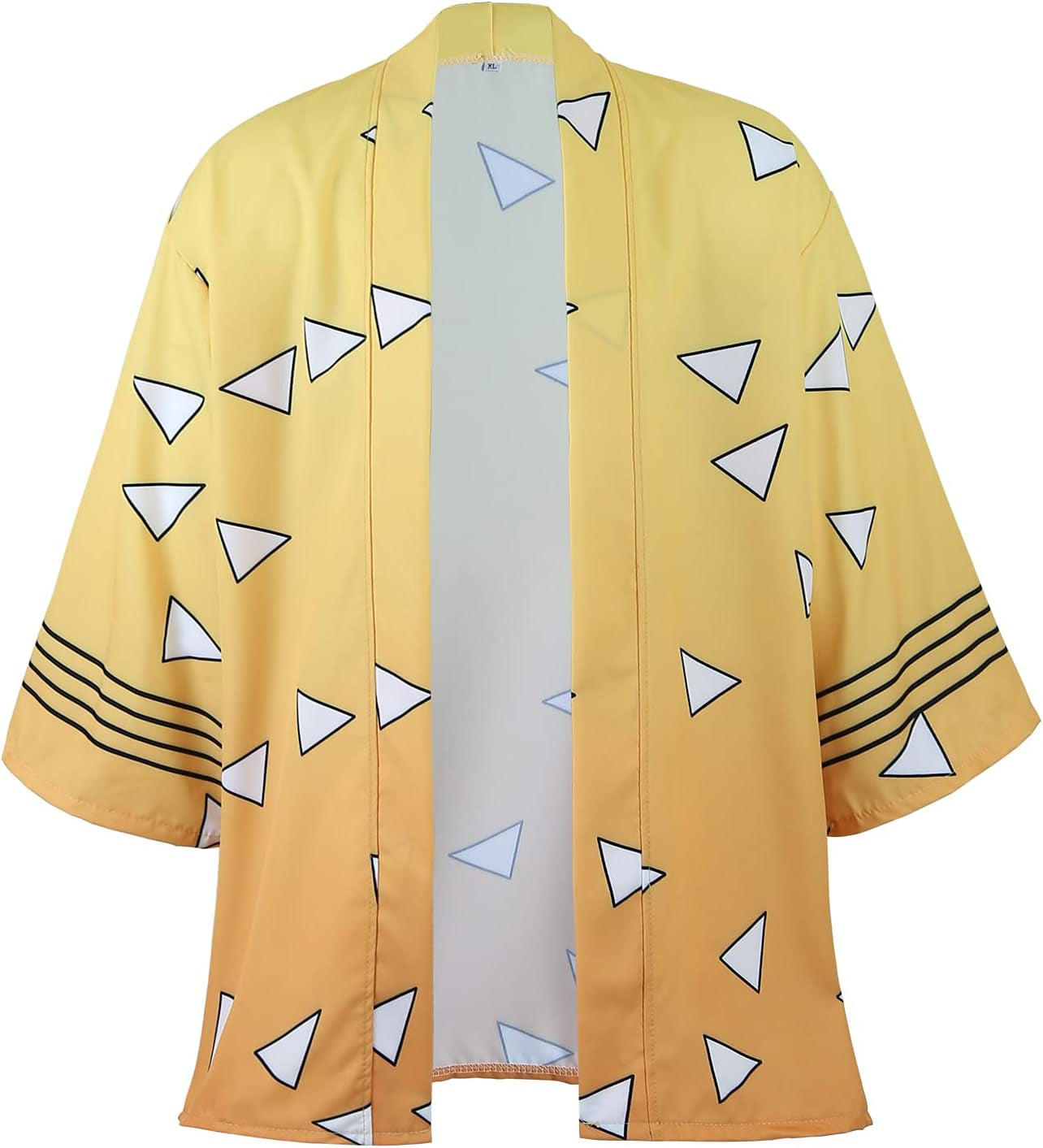 Anime Kamado Tanjirou Robes Cosplay Costume Cardigan Jacket Earrings Set (S, Yellow)