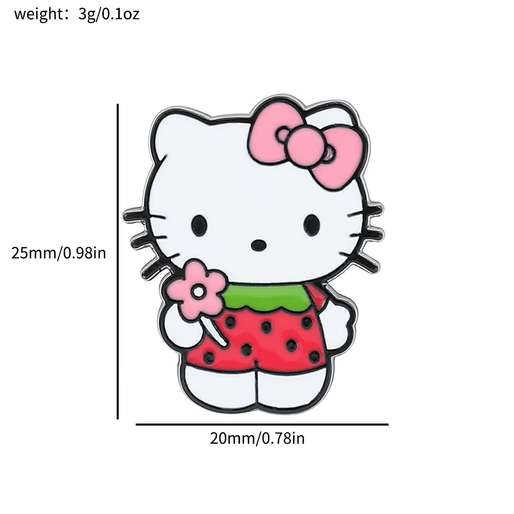 Anime Sanrio Kawaii Hello Kitty Brooch Creativity Metal Badge Cute Cartoon Badge Versatile Accessories Clothing Bag Decorate