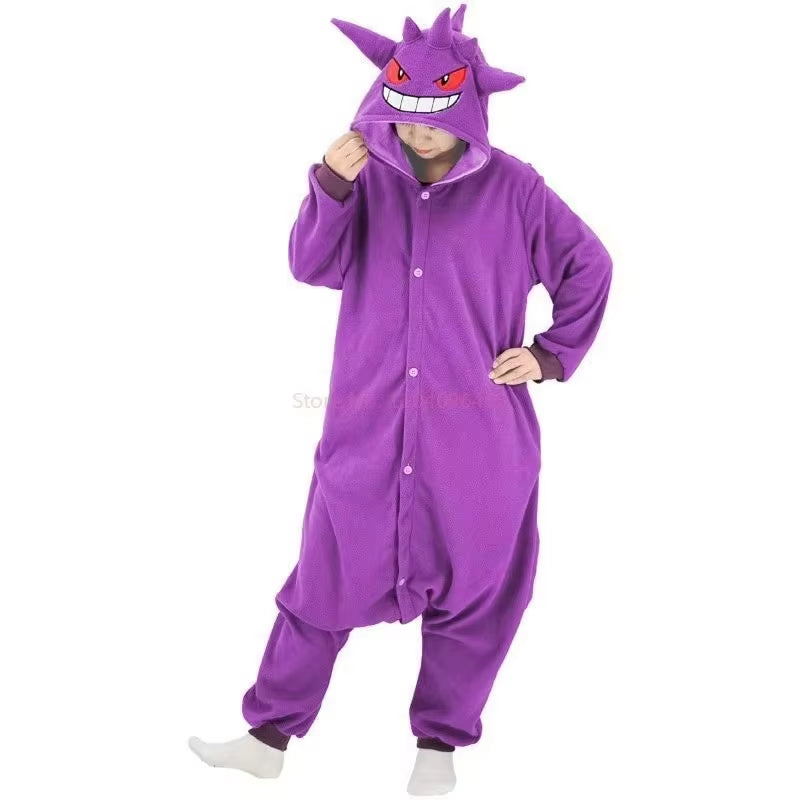 New Pokemon Gengar Snorlax Costume Adult for Adolescent Clothing Pika Halloween Cosplay Adult Full Body Pijama Christmas Anime