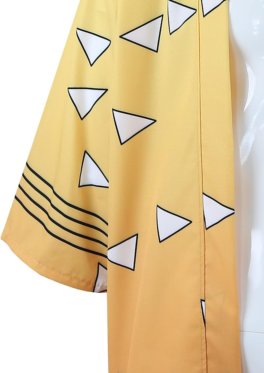 Anime Kamado Tanjirou Robes Cosplay Costume Cardigan Jacket Earrings Set (S, Yellow)