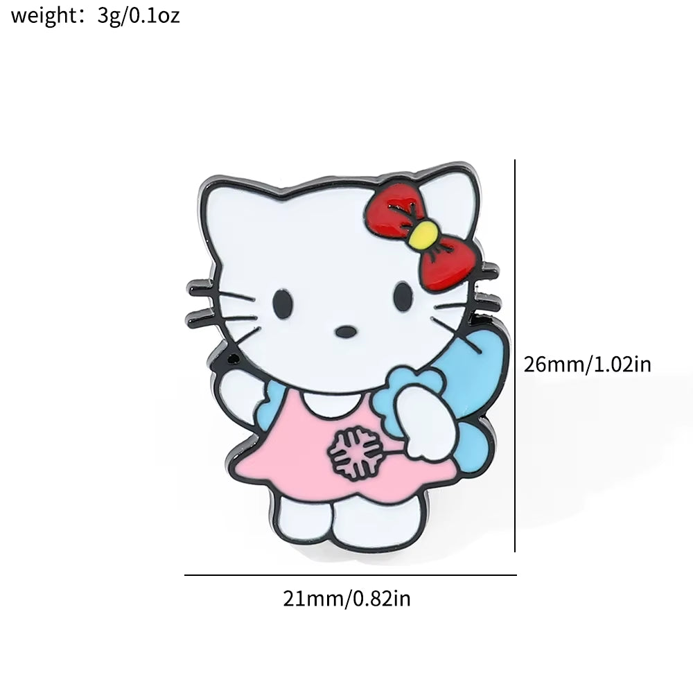 Anime Sanrio Kawaii Hello Kitty Brooch Creativity Metal Badge Cute Cartoon Badge Versatile Accessories Clothing Bag Decorate