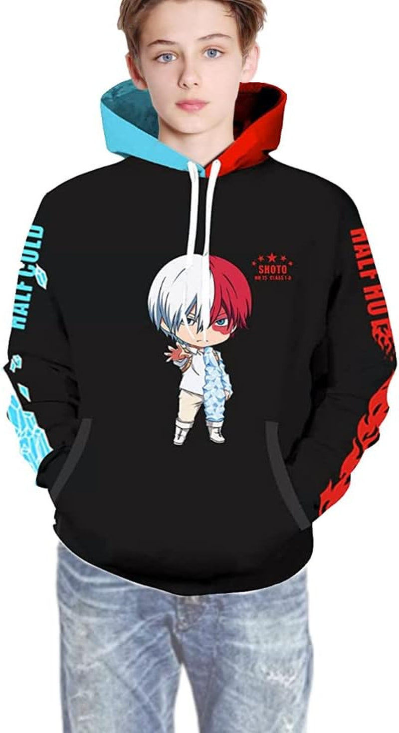 3D Hoodie Boku No Hero Academia My Hero Academia Izuku Midoriya Hoodie Cosplay Costume Training Shirt Unisex, a Great Gift for Kids. (Black, XXL)
