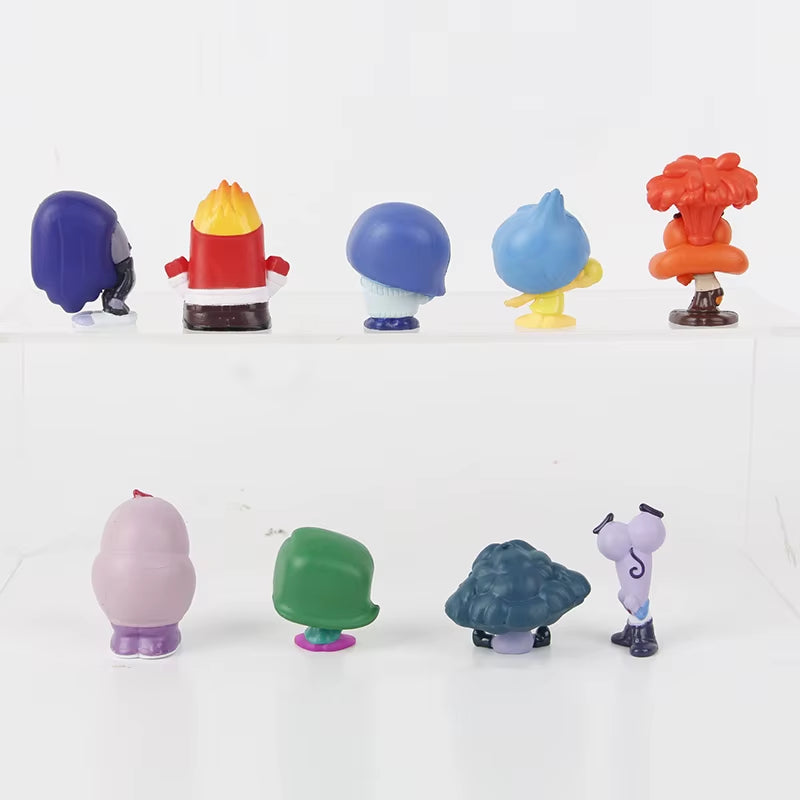 9Pcs/Set Mini inside Out 2 Action Figure Toy Cartoon Movie Joy Anxiety Anger Sadness Disgust Fear Model Doll Figurines Kids Gift