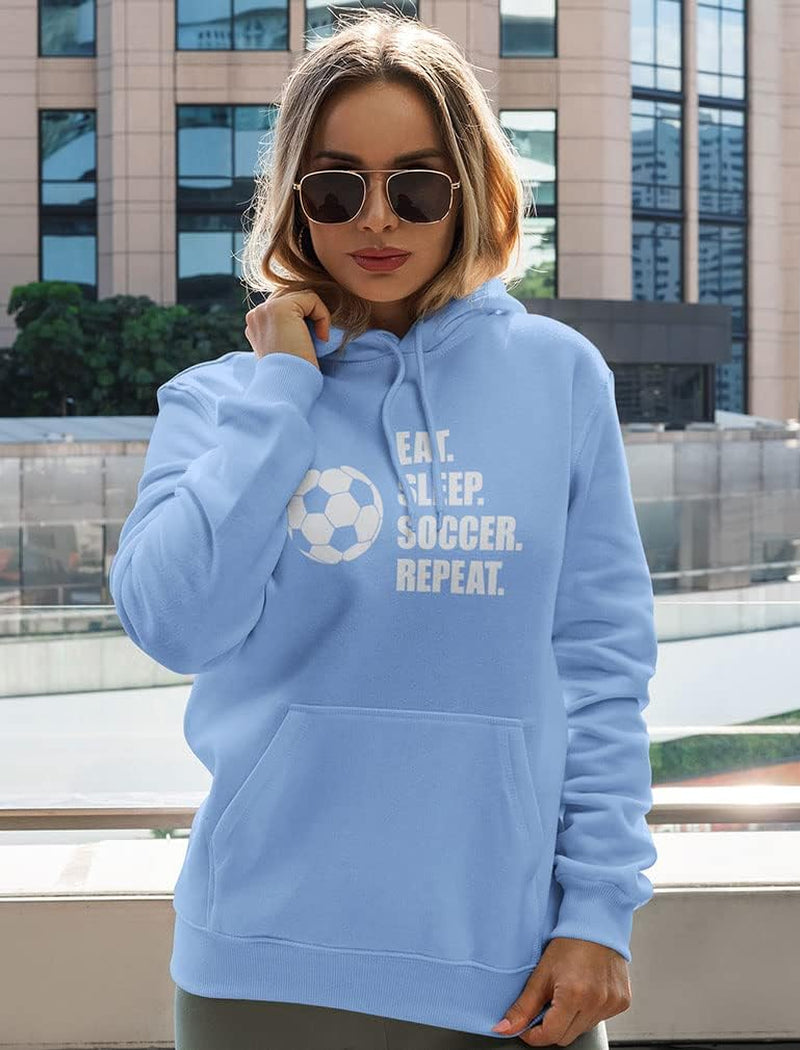 Soccer Gifts Eat Sleep Repeat Hoodies for Women Teen Girls Fans Players Hoodie