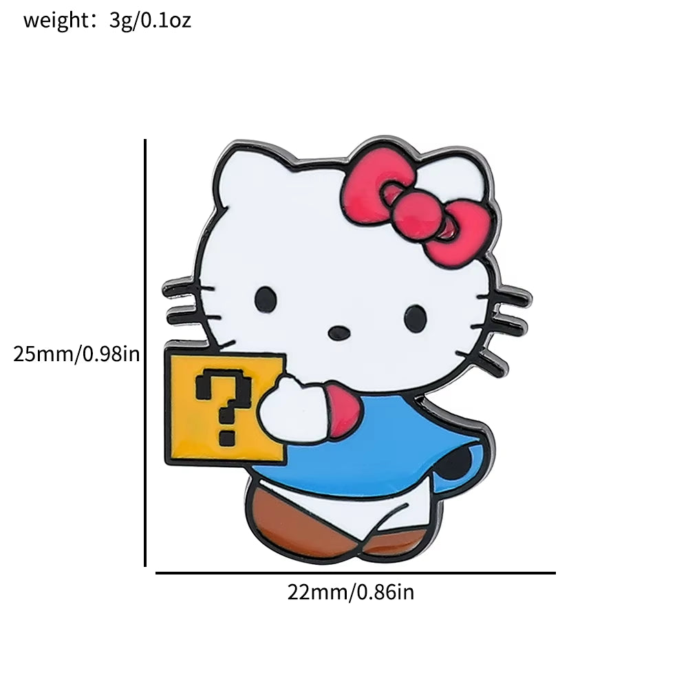 Anime Sanrio Kawaii Hello Kitty Brooch Creativity Metal Badge Cute Cartoon Badge Versatile Accessories Clothing Bag Decorate