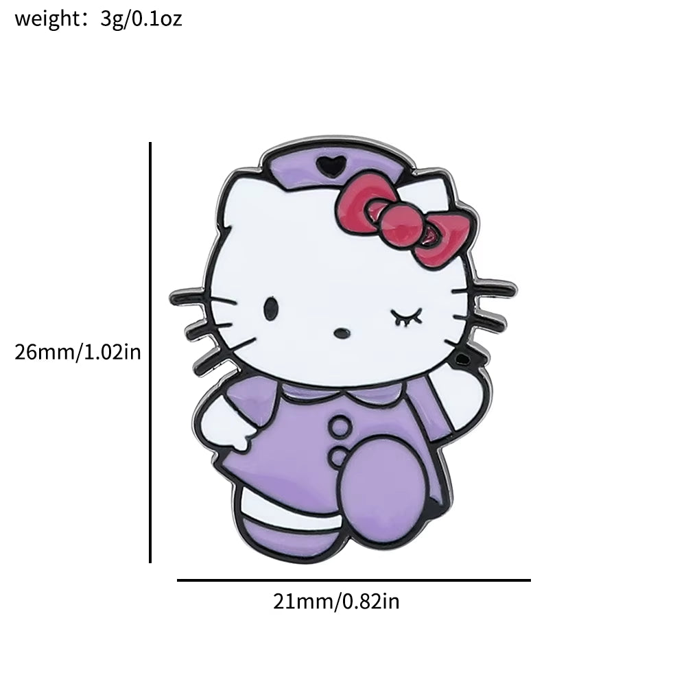 Anime Sanrio Kawaii Hello Kitty Brooch Creativity Metal Badge Cute Cartoon Badge Versatile Accessories Clothing Bag Decorate
