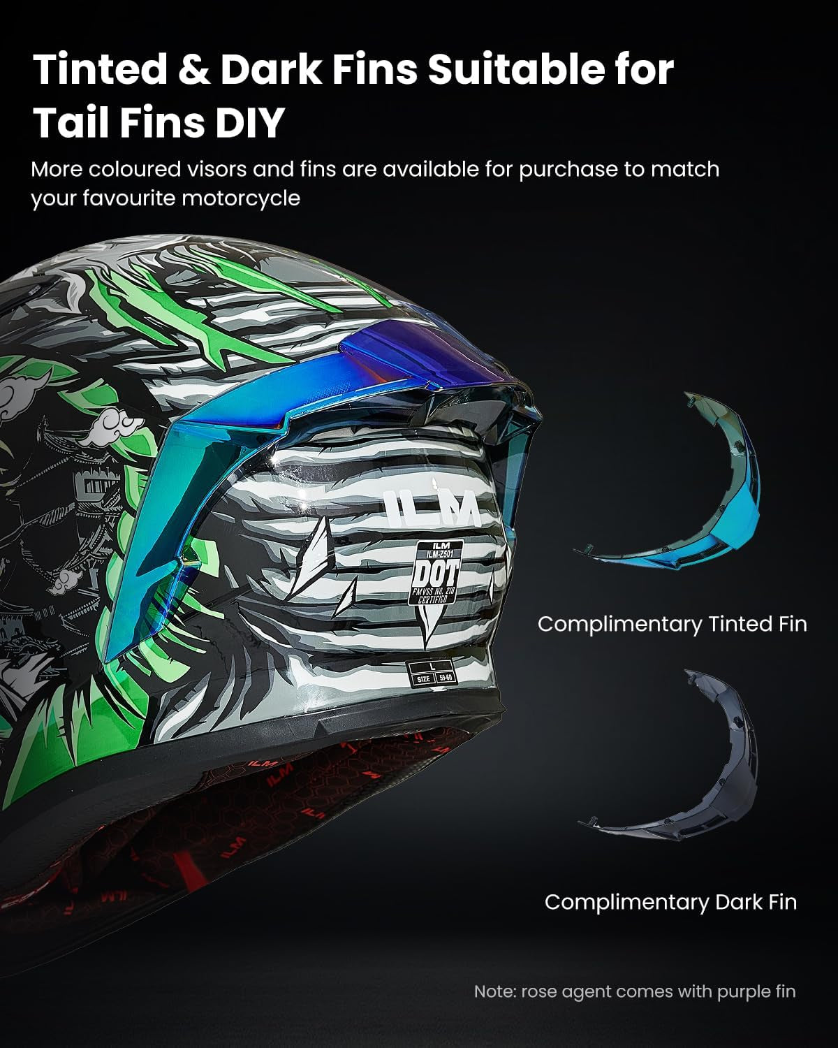 Motorcycle Helmet Full Face with Pinlock Compatible Clear&Tinted Visors and Fins Street Bike Motocross Casco DOT Model Z501