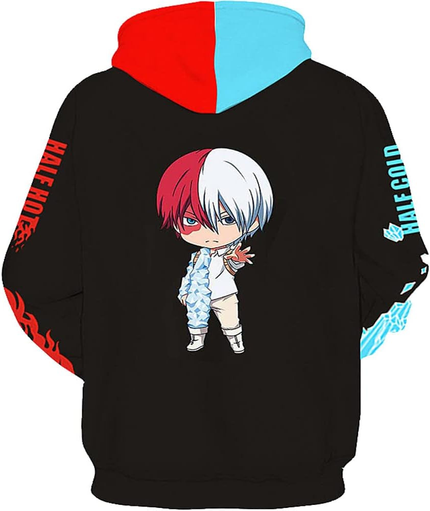 3D Hoodie Boku No Hero Academia My Hero Academia Izuku Midoriya Hoodie Cosplay Costume Training Shirt Unisex, a Great Gift for Kids. (Black, XXL)