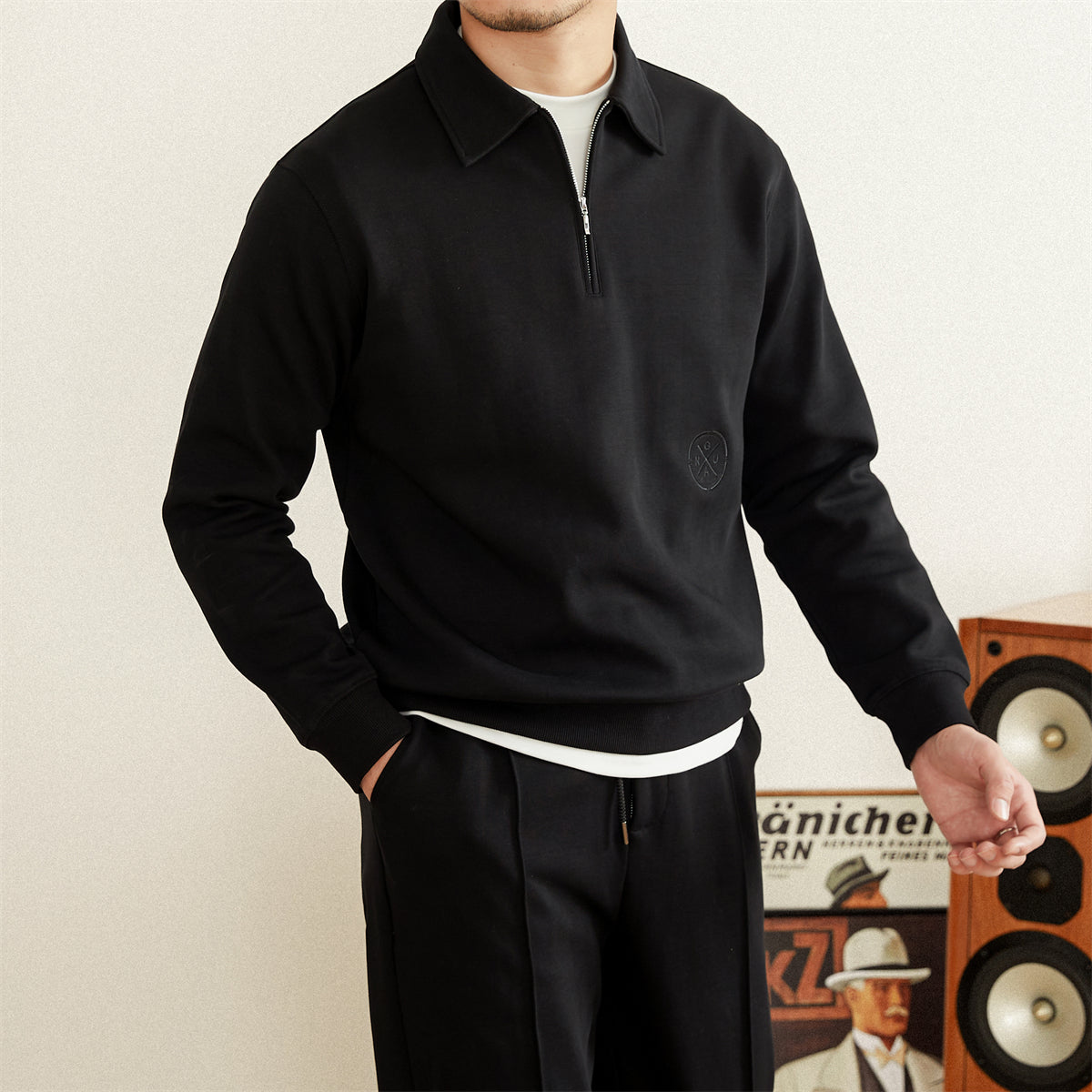 Men's Sports Lapel Sweater Long-sleeved Bottoming Shirt