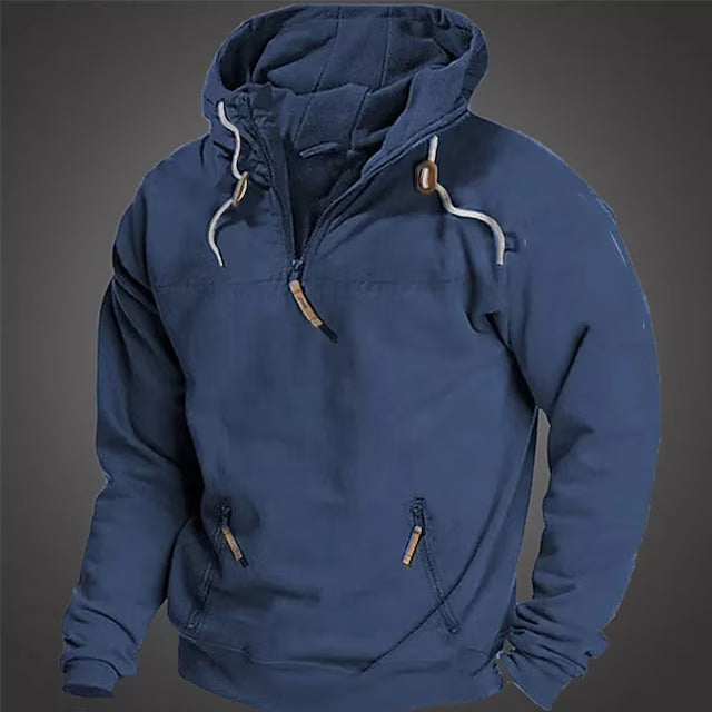 Hooded Solid Color Men's Casual Sweatshirt Thickened Coat