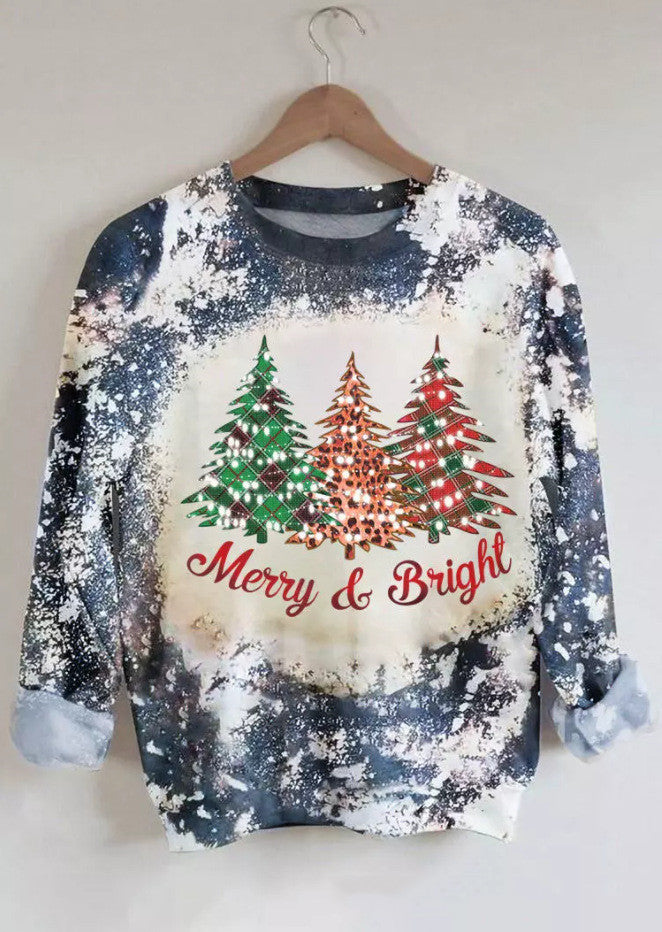 Women's Christmas Tree Printed Long-sleeved Top