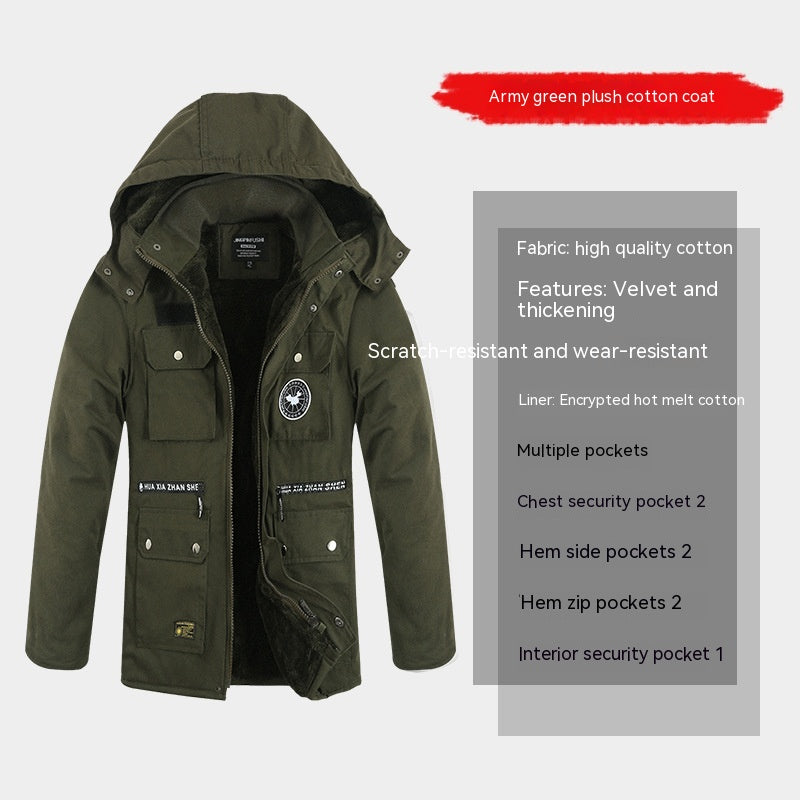 Men's Fashion Velvet Padded Thickened Cold-proof Coat