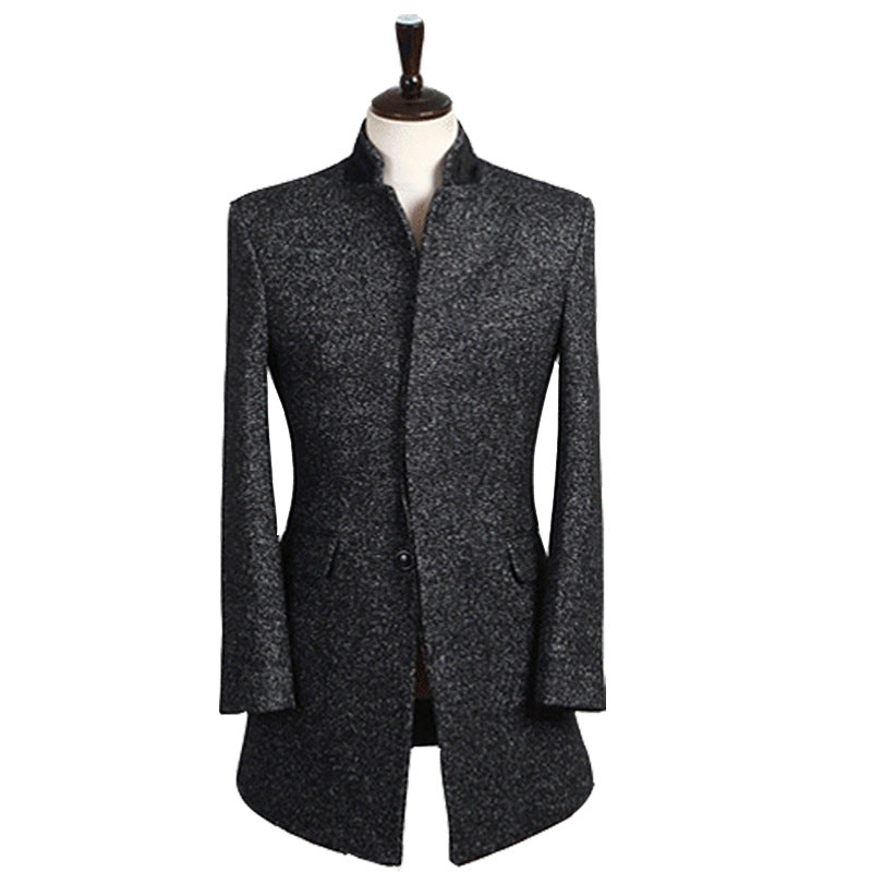 Business Casual Men's Woolen Single Breasted Coat