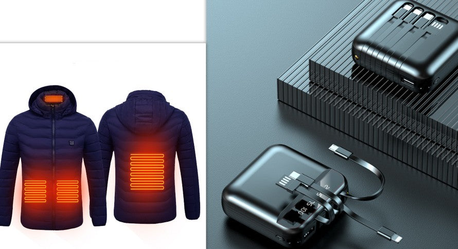 New Heated Jacket Coat USB Electric Jacket Cotton Coat Heater Thermal Clothing Heating Vest Men's Clothes Winter