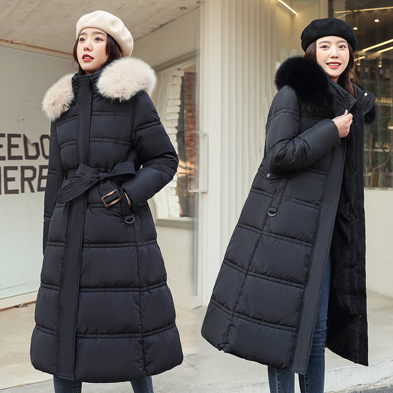 Over-the-knee Down Cotton Jacket Thickened Cotton-padded Coat