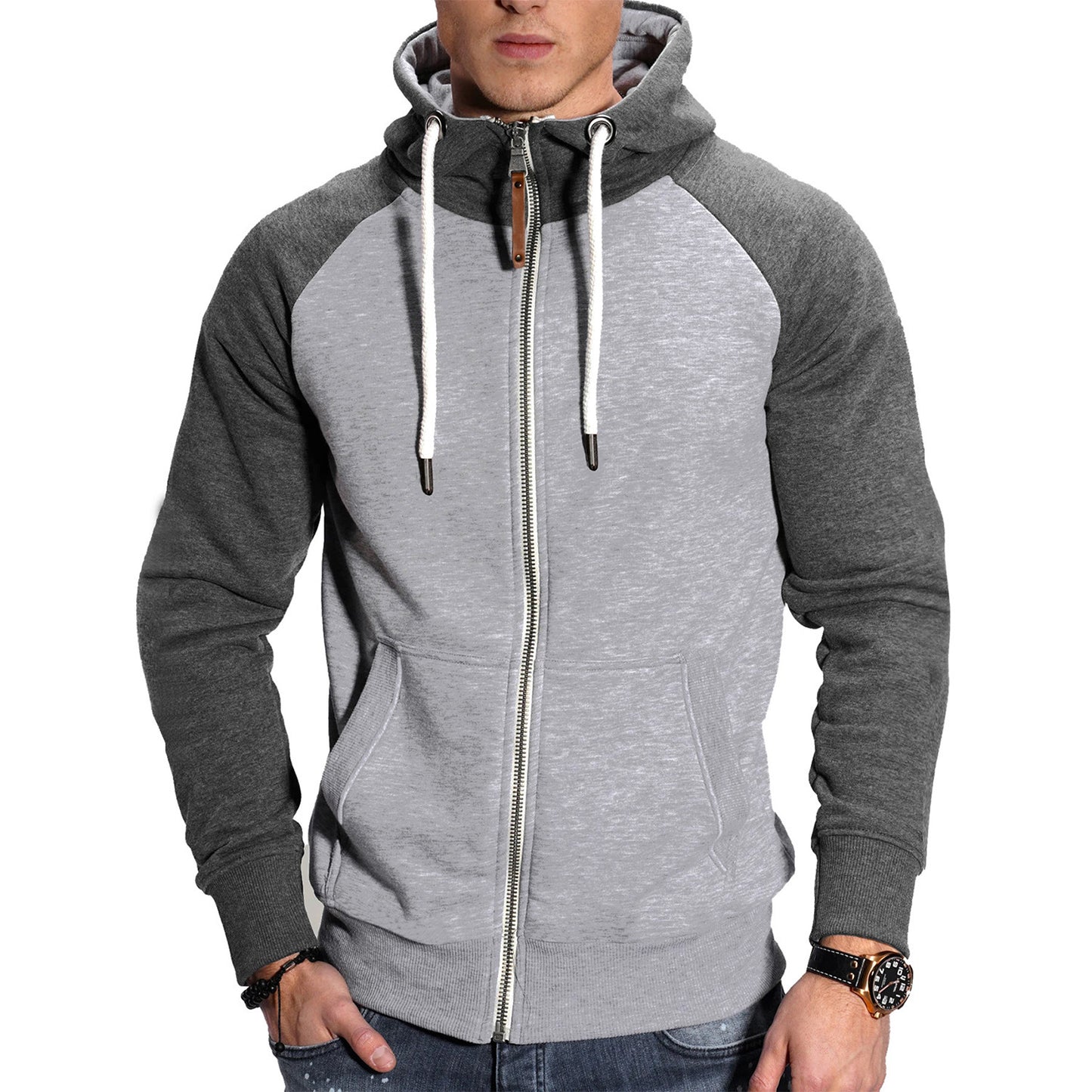 Men's Sports Fleece Cardigan Multicolor Hoodie