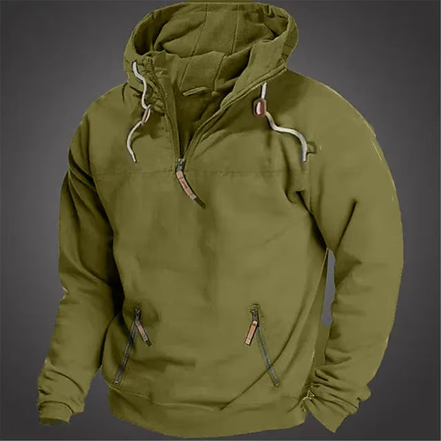 Hooded Solid Color Men's Casual Sweatshirt Thickened Coat