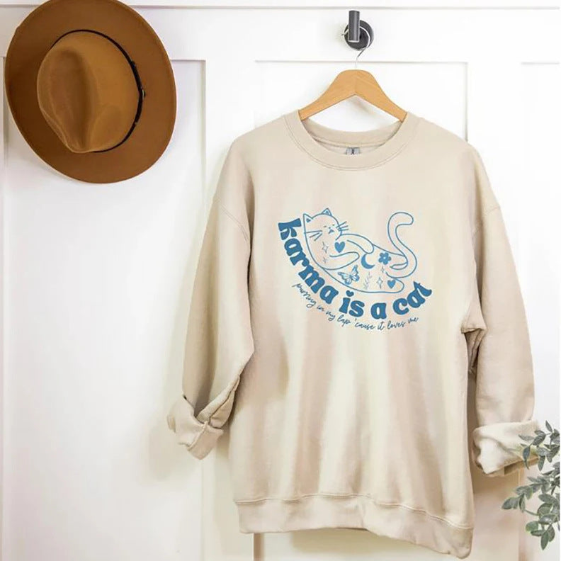 Women's Retro Crew Neck Sports Sweater