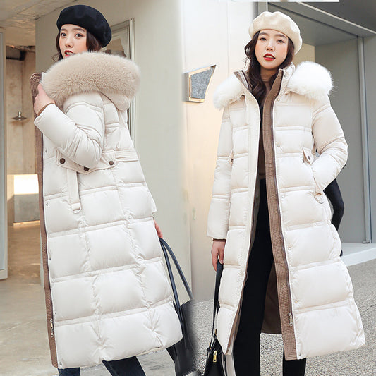 Over-the-knee Down Cotton Jacket Thickened Cotton-padded Coat