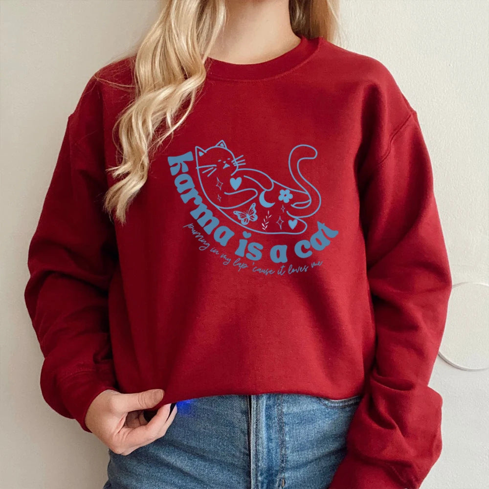 Women's Retro Crew Neck Sports Sweater